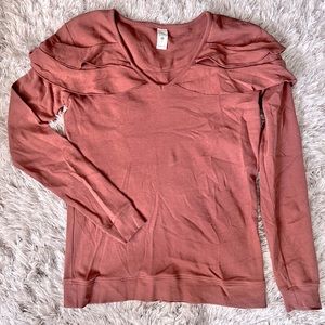 New Kate Quinn V Neck Ruffle Top Clove S